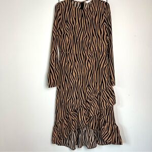 VILA Clothes Zebra Print Dress in Black and Tan